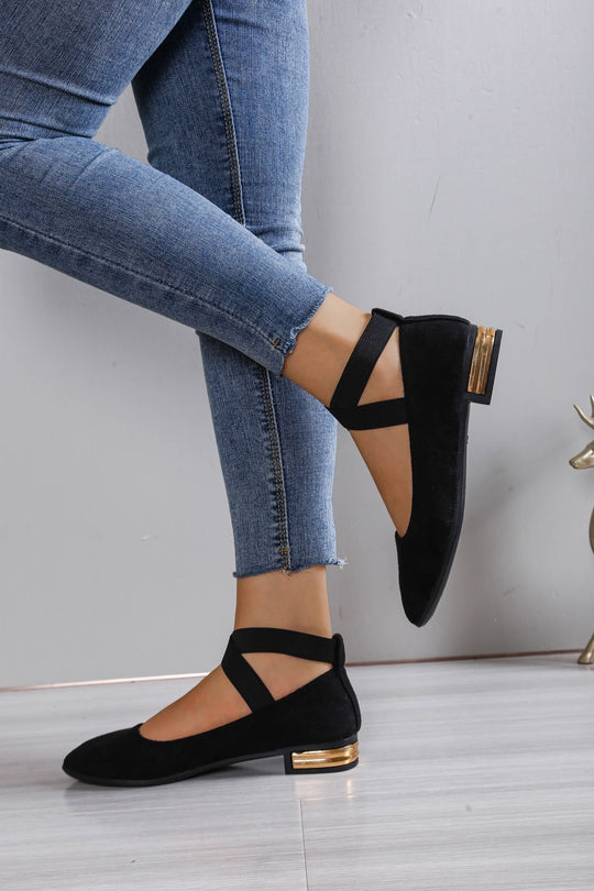Damen Elegante Ballerinas mit elastischem Riemchen EB