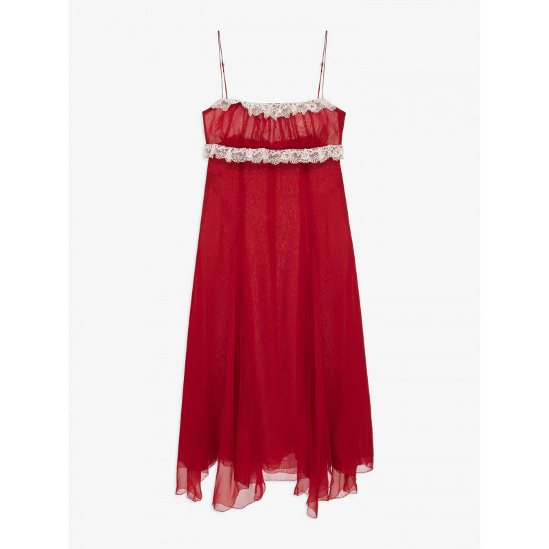 Damen Fließendes Midi-Kleid mit raffinierten Rüschendetails EB