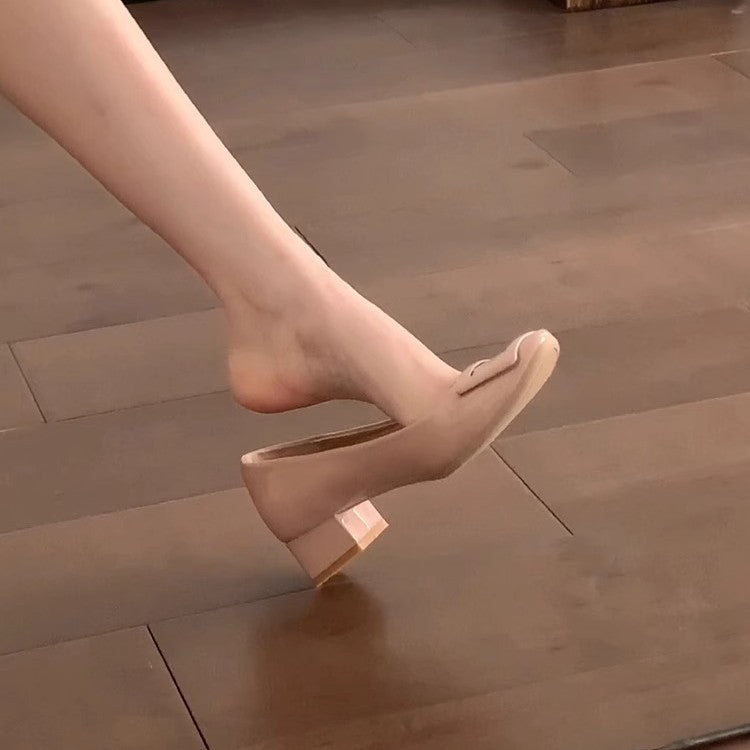 Damen elegante Blockabsatz-Schuhe mit modischer Schnalle EB