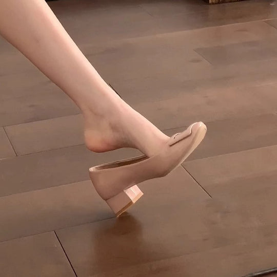 Damen elegante Blockabsatz-Schuhe mit modischer Schnalle EB