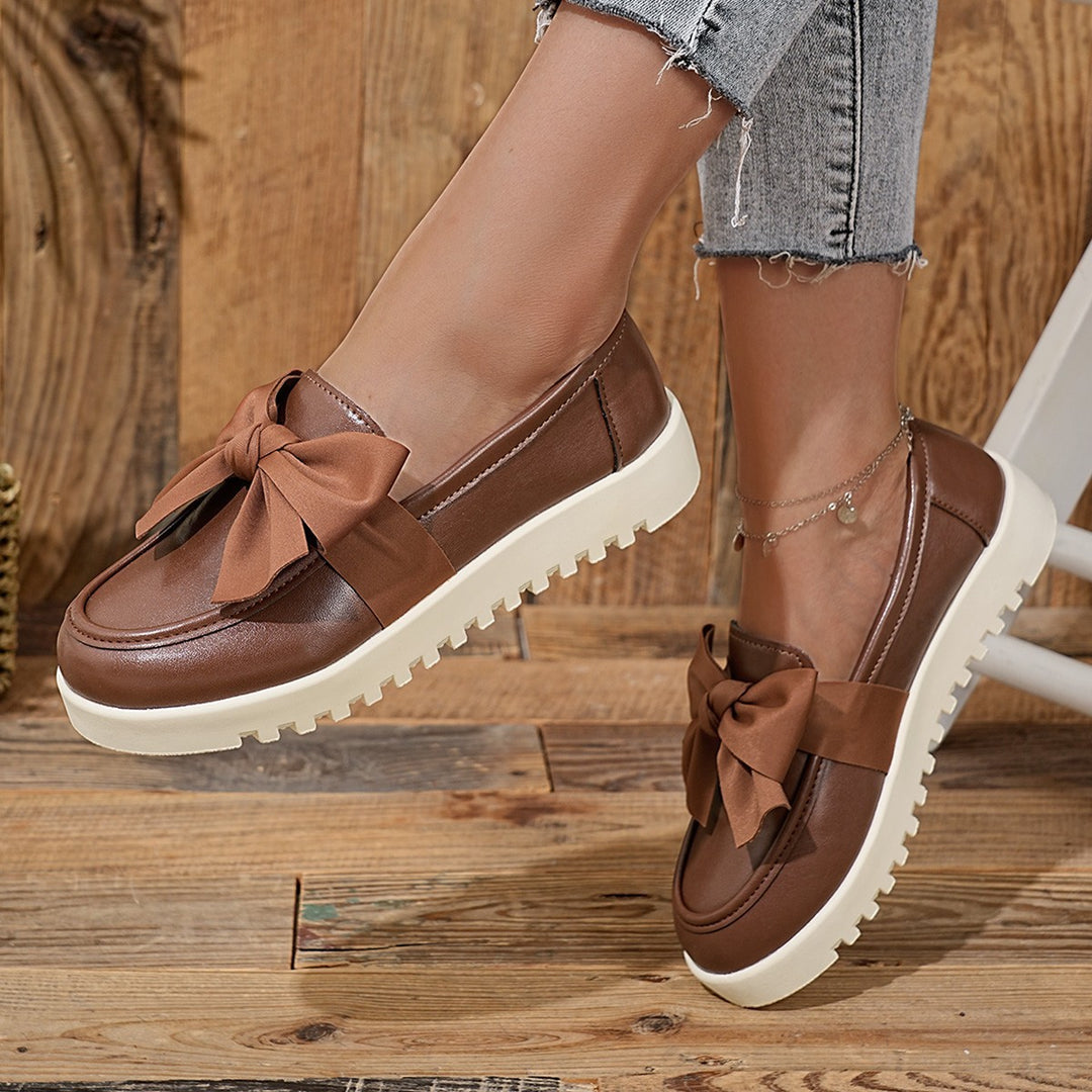 Damen Loafers mit dekorativem Schleifen-Design und rutschfester Sohle EB