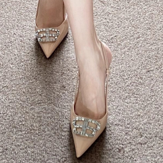 Damen elegante Slingback-Pumps mit glitzernden Strassverzierungen EB