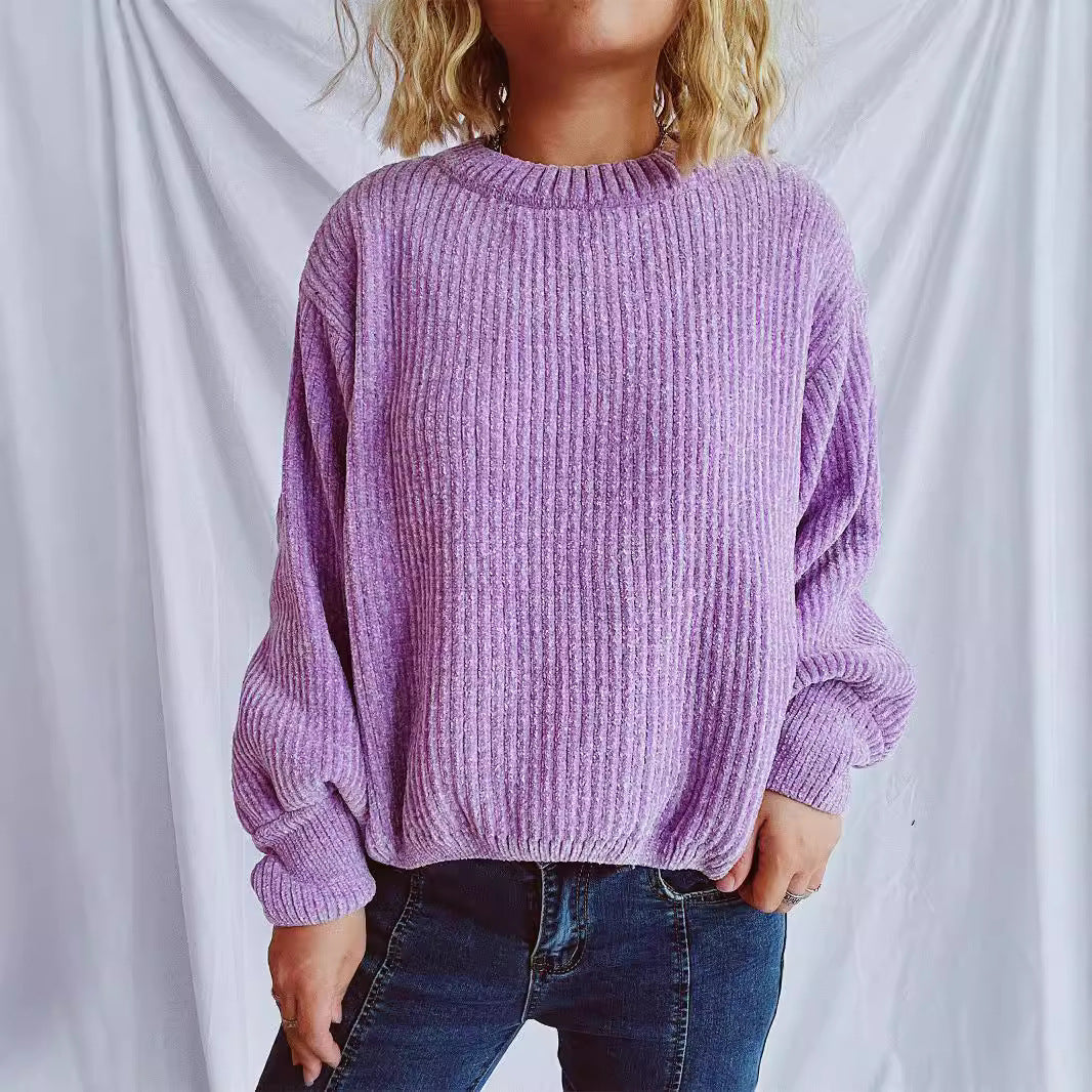 Damen Grobstrickpullover mit weitem Schnitt und strukturiertem Design EB
