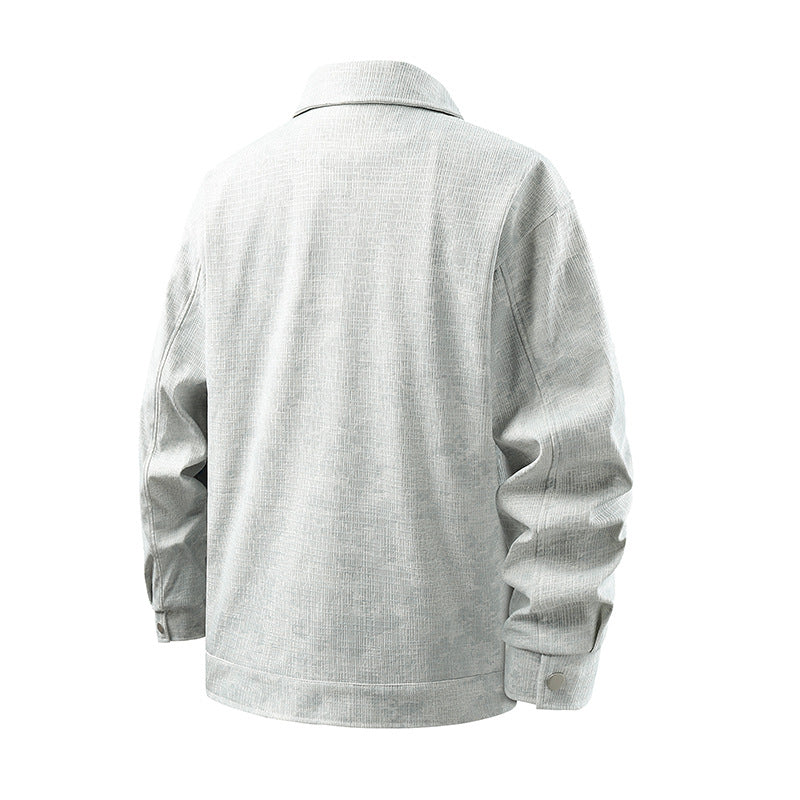 Herren samtartige Cord-Overshirt mit aufgesetzten Taschen und Druckknopfblende EB