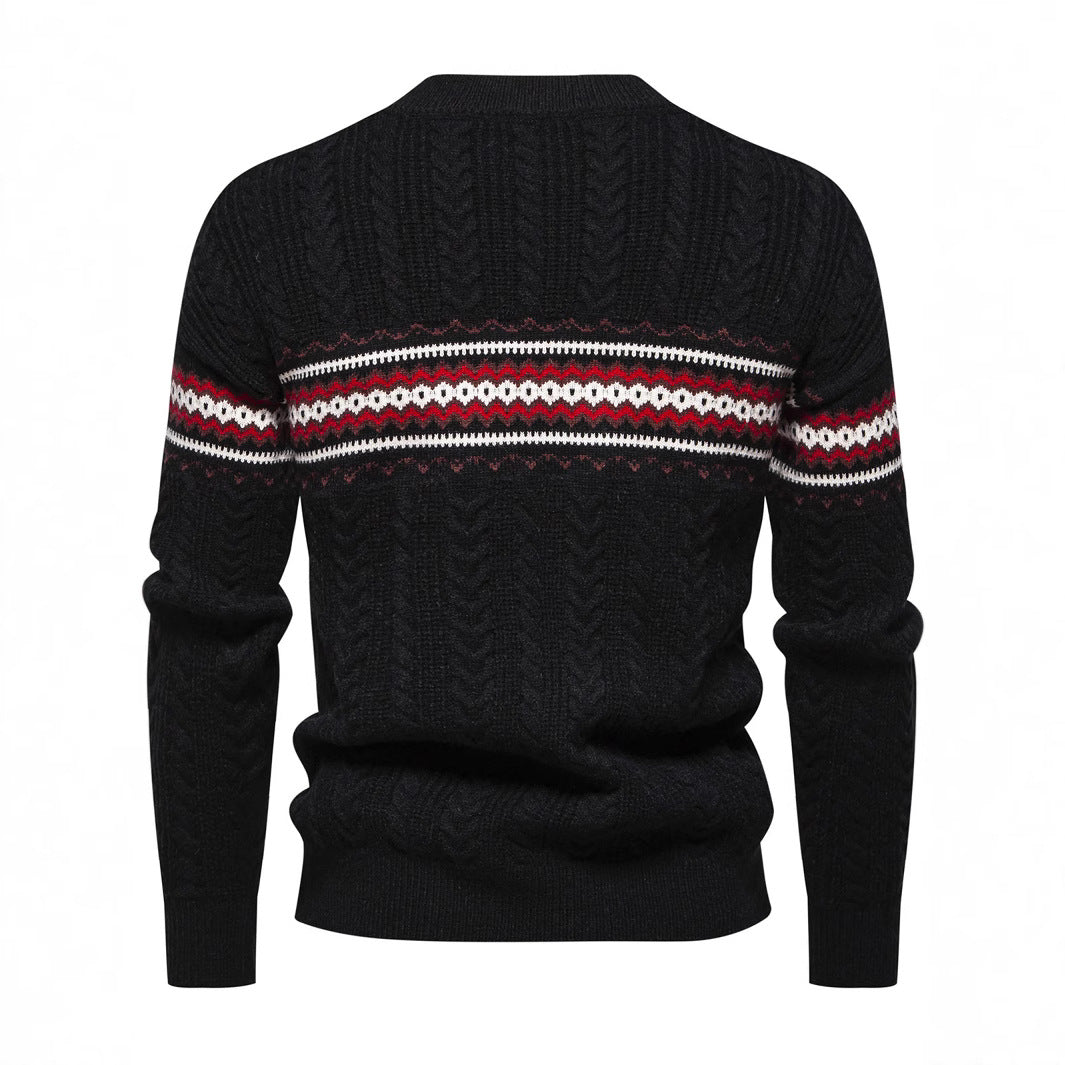Herren Strickpullover mit innovativem Zopfmuster und stilvollen Akzenten EB