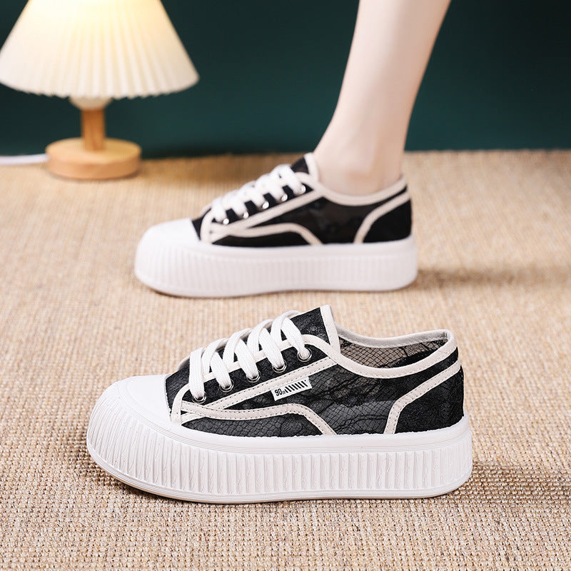 Damen Sneaker mit transparenter Spitze und extrahoher Sohle EB