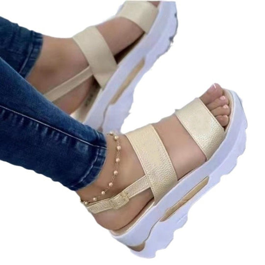 Damen Komfortable Keilsohlensandalen mit breiten Riemen EB