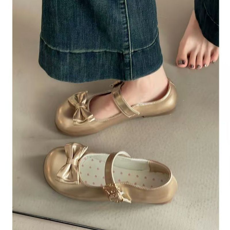 Damen elegante Mary Jane Ballerinas mit Schleifenverzierung EB