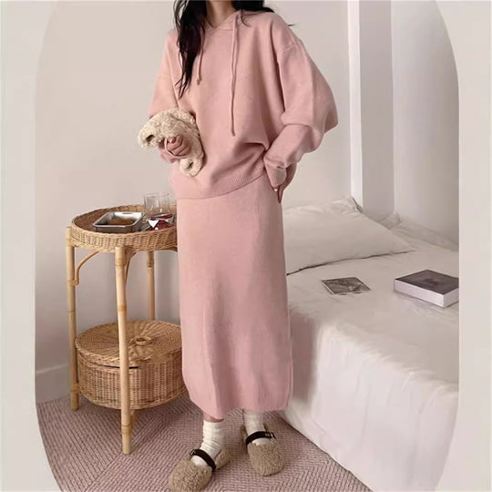Damen Hoodie Kleid mit praktischer Kängurutasche und weitem Schnitt EB