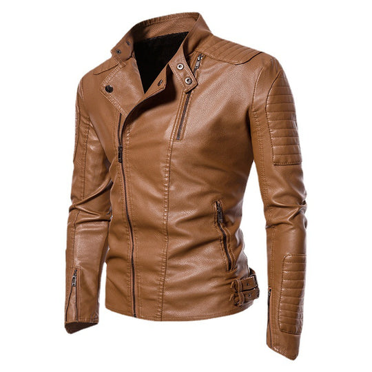 Herren Kunstleder‑Bikerjacke mit gesteppter Schulter‑ und Ärmelpartie EB