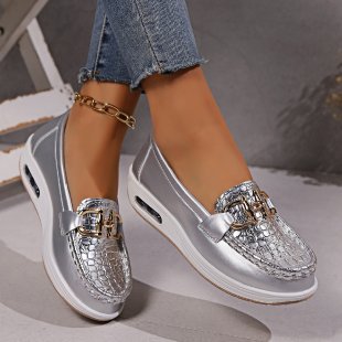 Damen Komfortable Loafers mit dekorativer Schnallenapplikation EB