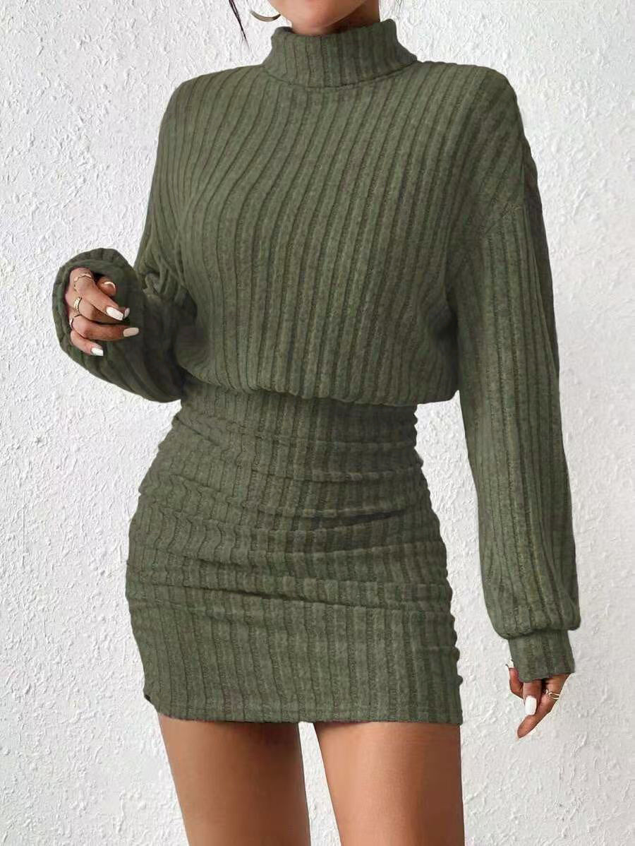Damen Hochgeschlossener Strickpullover und Rock EB