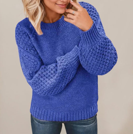 Damen Grober Strickpullover mit voluminösen Ärmeln und strukturierter Oberfläche EB