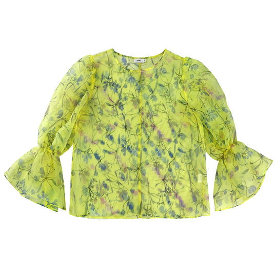 Damen blumige Chiffonbluse mit voluminösen Ärmeln EB