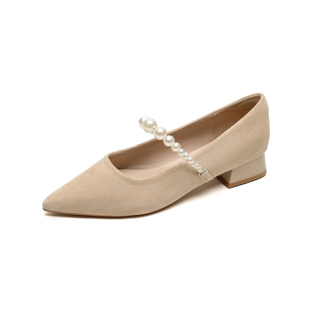 Damen elegante Pumps mit perlenverziertem Riemchen EB