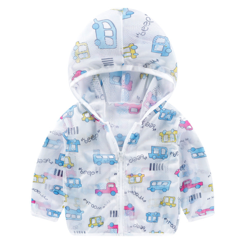 Unisex nan atmungsaktive Mesh Kapuzenjacke für Babys mit vollem Reißverschluss und verspieltem Hasen-Karotten-Druck EB