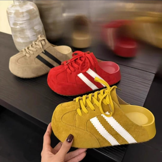 Damen Clogs im sportlichen Design mit hochwertigem Wildleder und klassischer Schnürung EB