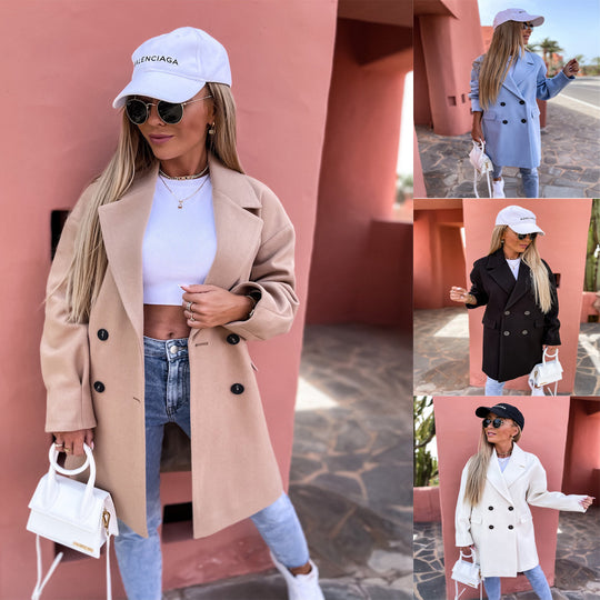 Damen Oversized Trenchcoat mit doppelter Knopfleiste und breitem Kragen EB