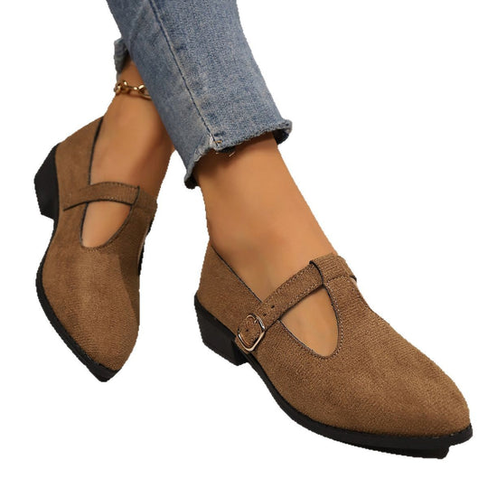 Damen Klassische Ballerinas mit elegantem Riemen EB