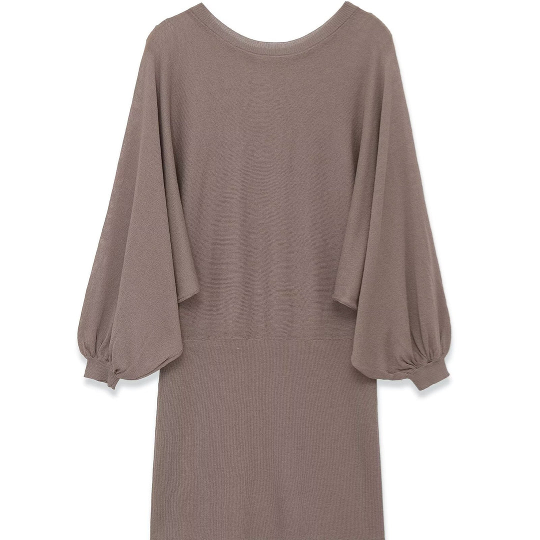Damen luftiges Kleid mit weitem Schnitt und eleganten Puffärmeln EB
