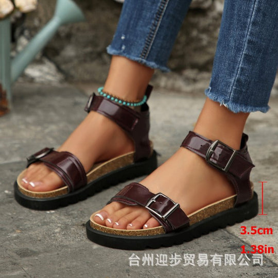 Damen verstellbare Riemchen-Sandalen mit komfortabel gepolsterter Sohle EB