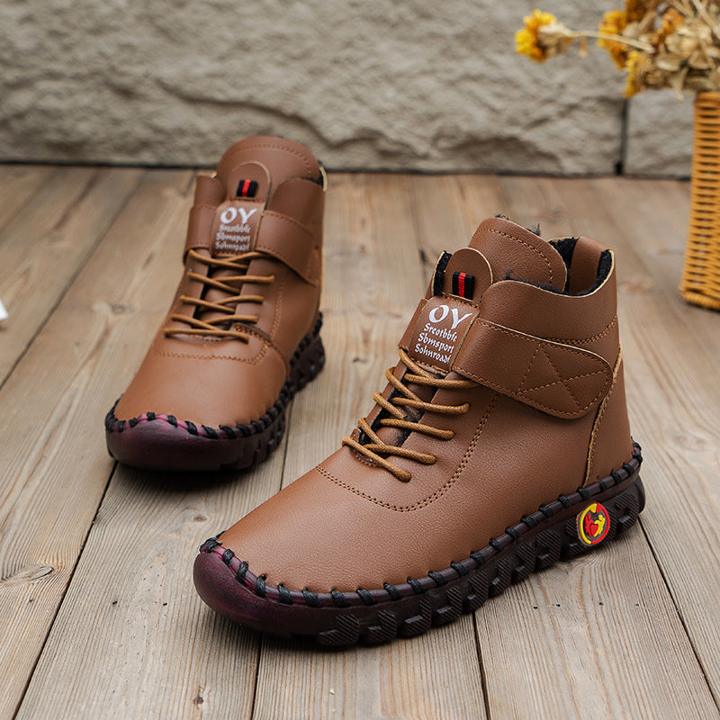 Damen Winterstiefel mit verstellbarem Klettverschluss und robustem Profil EB