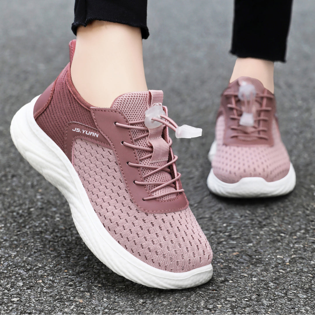 Damen nan leichter Strick-Sneaker mit elastischem Sockeneinstieg, Schnellzug-Schnürung und gedämpfter EVA-Zwischensohle EB