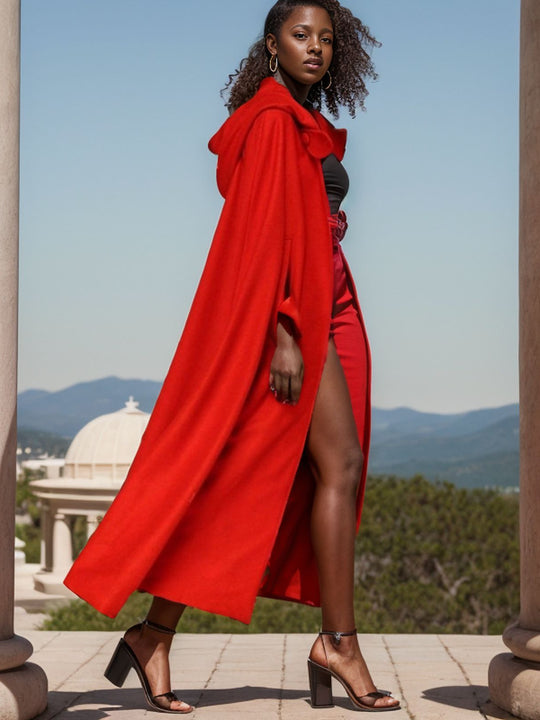 Damen eleganter Maxikleid-Mantel mit schwingendem Schnitt und einzigartigem Design EB