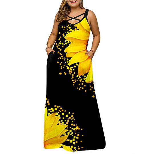 Damen Maxikleid mit stylischem Kreuz-Hals-Ausschnitt EB