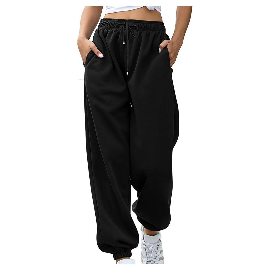 Damen nan lässige Jogginghose mit hohem Bund elastischen Knöchelabschlüssen und weichem Fleecefutter EB
