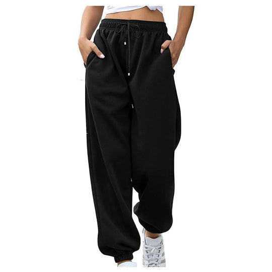 Damen nan lässige Jogginghose mit hohem Bund elastischen Knöchelabschlüssen und weichem Fleecefutter EB