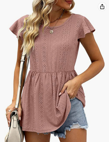 Damen Sommerliches Blusenshirt mit Rüschendetails EB