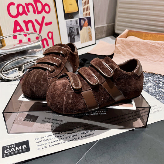 Damen modische Sneaker mit breiten Klettverschlüssen aus weichem Wildleder EB