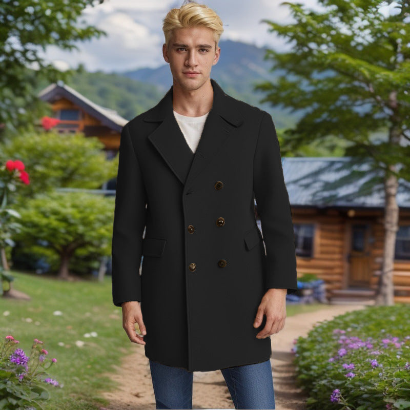 Herren eleganter Doppelreiher-Mantel aus weichem Material EB