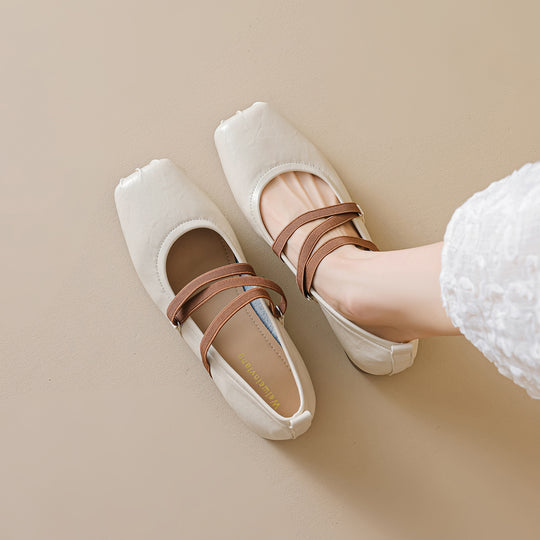 Damen Ballerinas mit modischen Riemen und komfortablem Fußbett EB