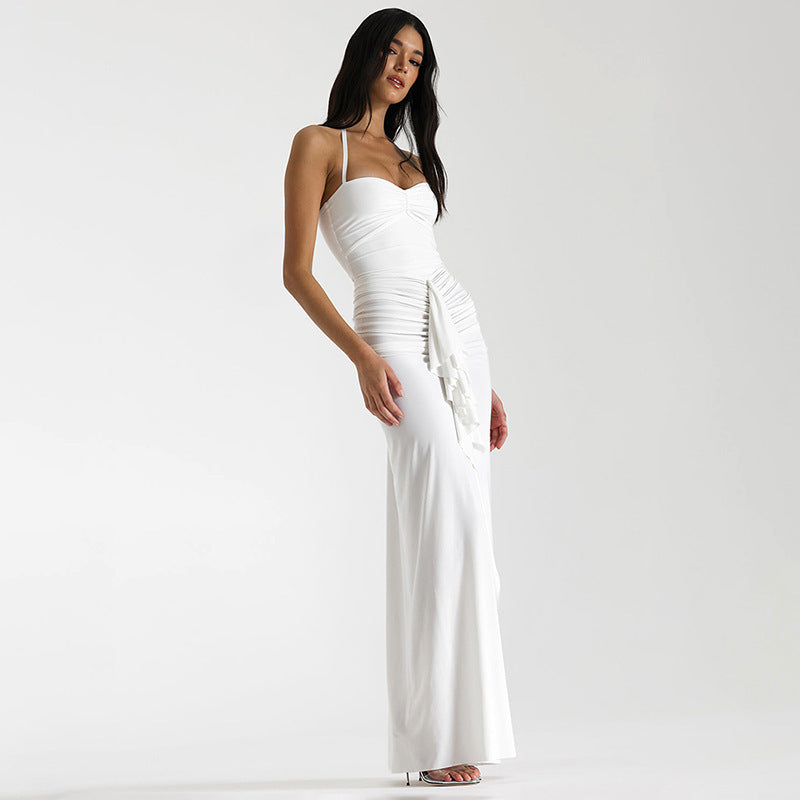 Damen Abendkleid mit Raffungen und hohem Schlitz EB