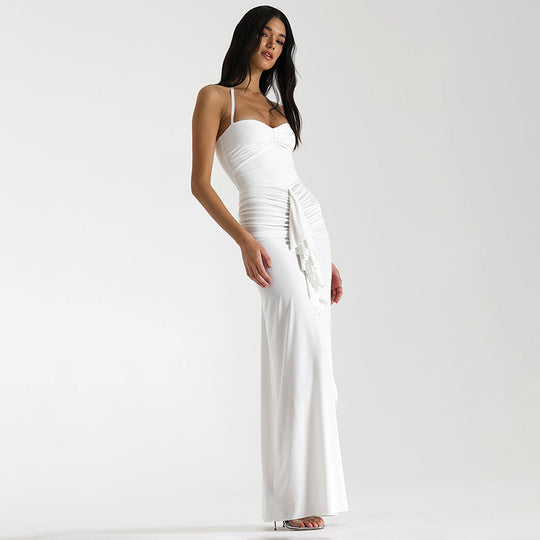 Damen Abendkleid mit Raffungen und hohem Schlitz EB