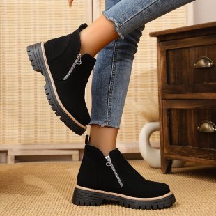 Damen modische Stiefeletten mit dekorativem Reißverschlussdesign und rutschfester Sohle EB