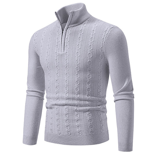 Herren Strickpullover mit modernem Stehkragen und strukturierter Fläche EB