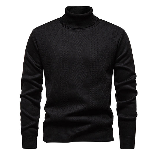 Herren nan Feinstrick-Rollkragenpullover mit strukturierter Zopfmuster-Struktur und körpernahem Schnitt EB