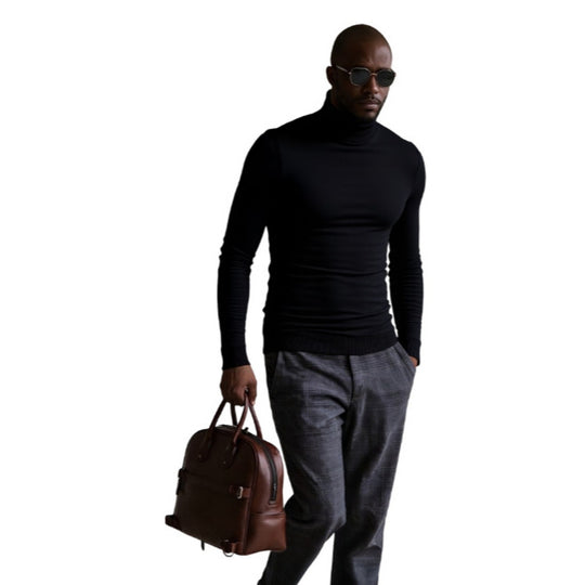 Herren rollkragen pullover mit feiner Struktur EB