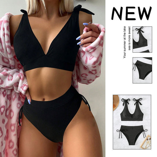Damen Bikiniset mit hochgeschnittenem Unterteil und verstellbaren Trägern EB