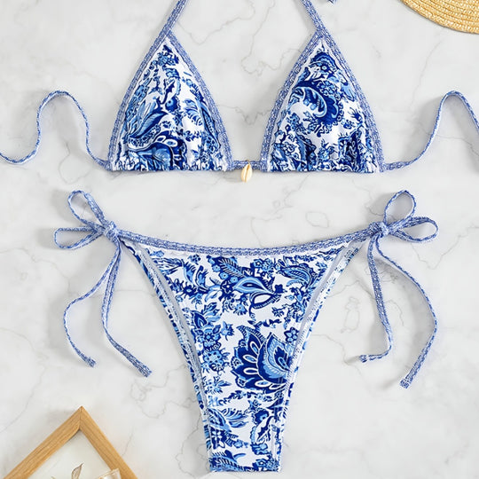 Damen Triangel-Bikini mit floralen Mustern EB