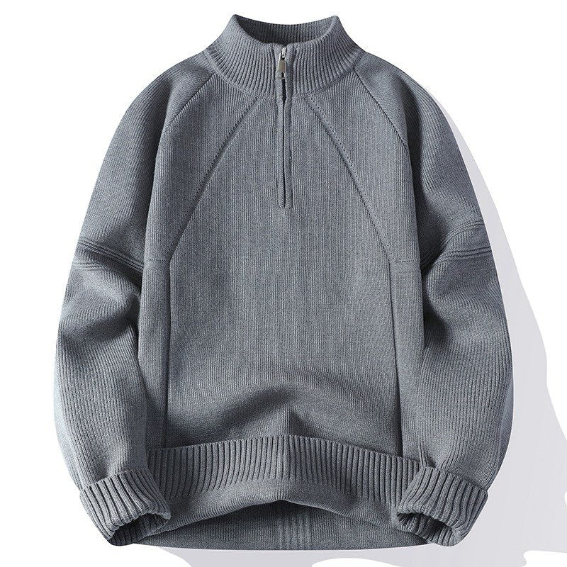Herren Sportlicher Stehkragenpullover mit Reißverschluss und strukturiertem Design EB