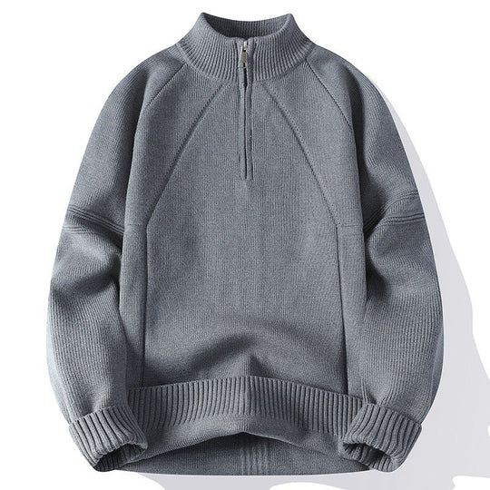 Herren Sportlicher Stehkragenpullover mit Reißverschluss und strukturiertem Design EB