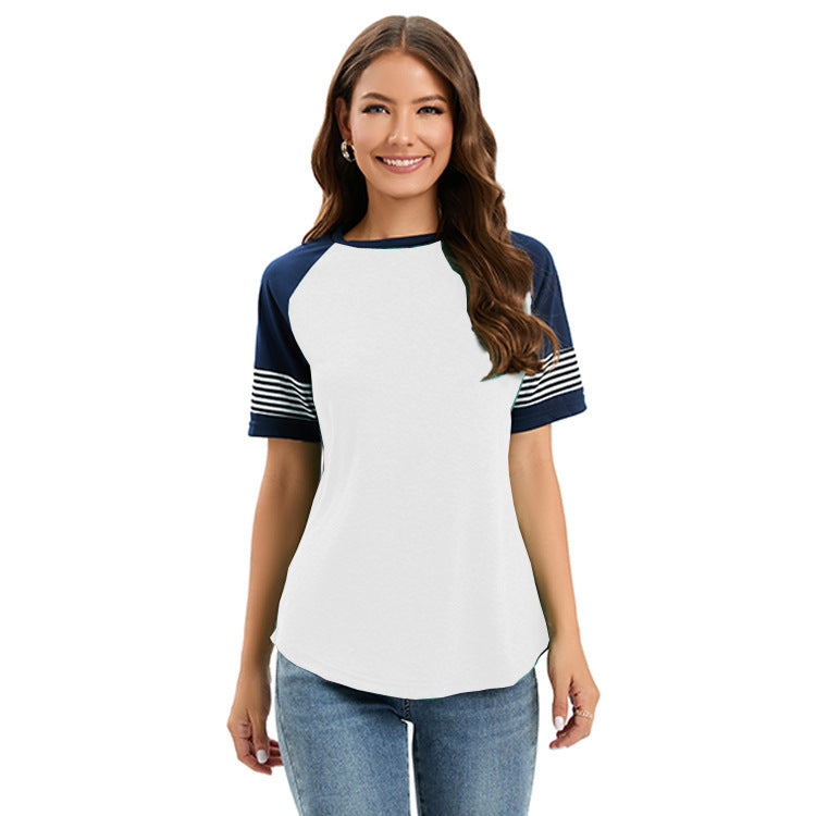 Damen sportliches Raglan-T-Shirt mit Streifenmuster EB