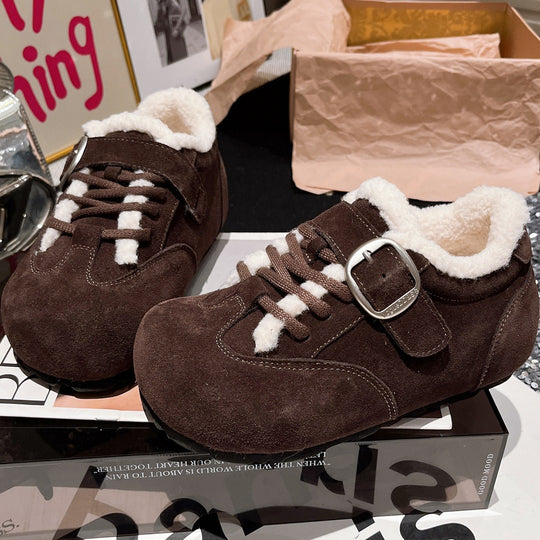 Damen bequeme Clogs mit warmem Fleece-Futter und eleganter Schnalle EB