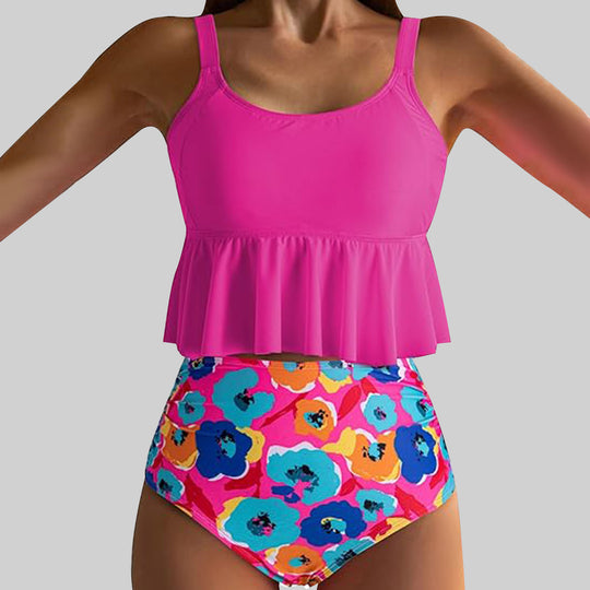 Damen Bade-Set mit verspieltem Rüschendesign und hohem Bund EB