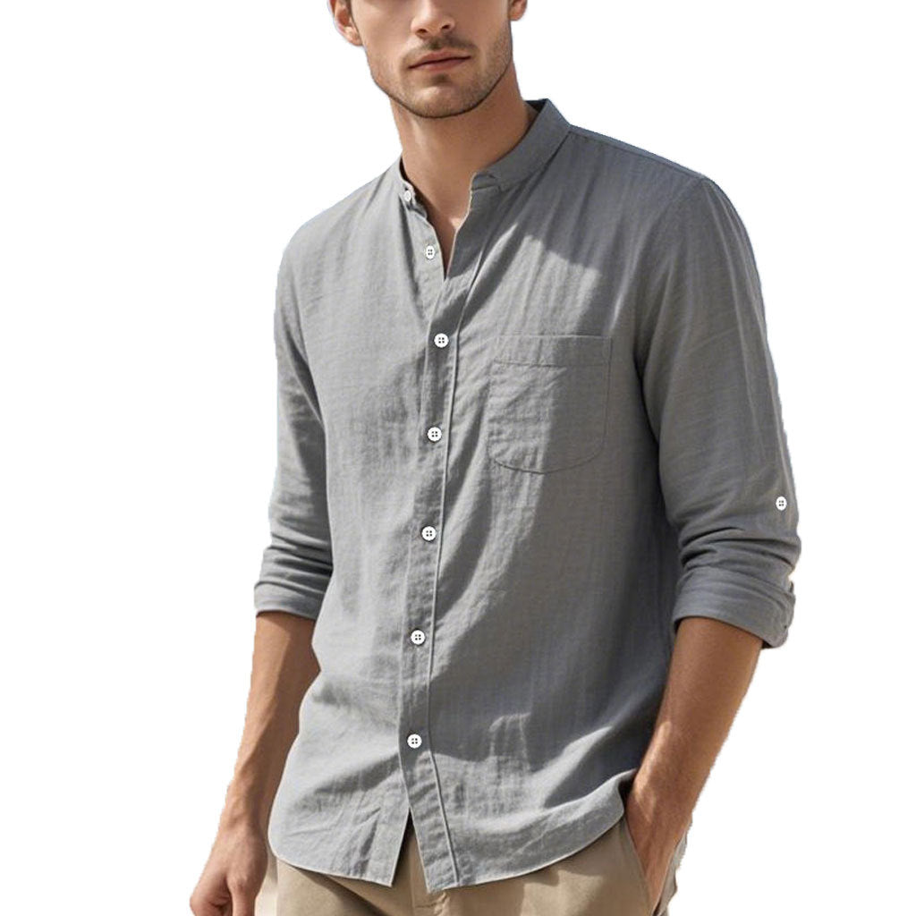 Herren Hemd im eleganten Henley-Stil mit strukturierter Baumwolle EB