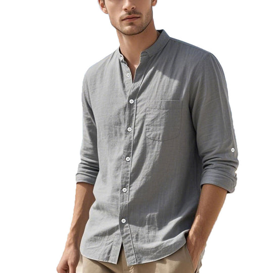 Herren Hemd im eleganten Henley-Stil mit strukturierter Baumwolle EB
